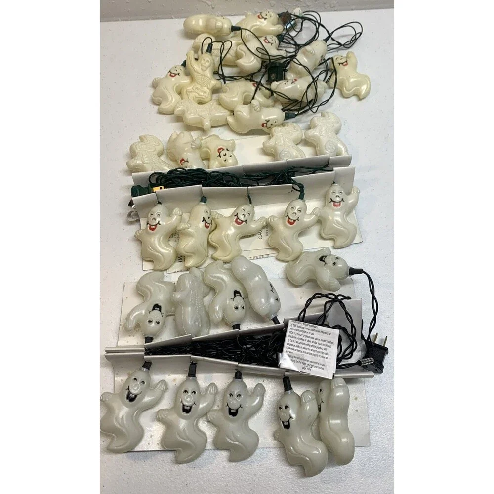 Vintage Halloween Blow Mold Ghost String Lights X 3